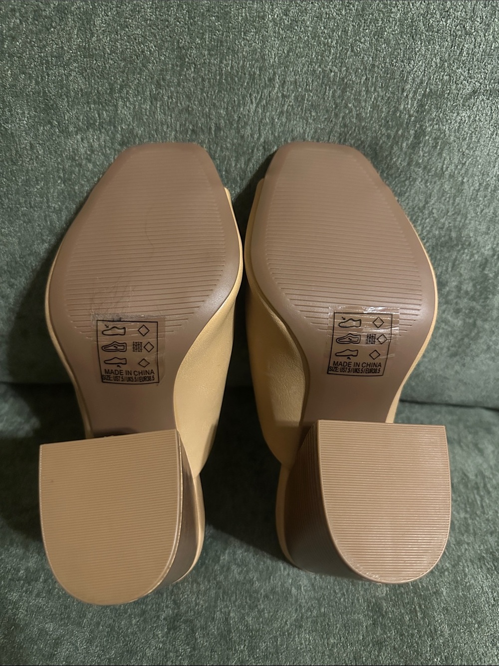 Qupid Tan Peep-Toe Block Heel Mules - Picture 9 of 9